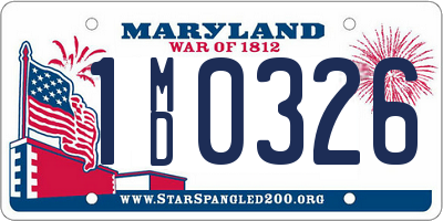 MD license plate 1MD0326