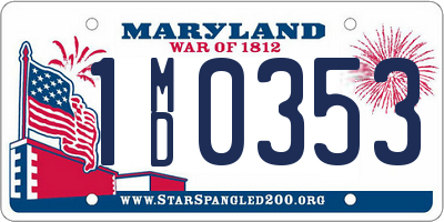 MD license plate 1MD0353