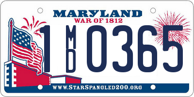 MD license plate 1MD0365