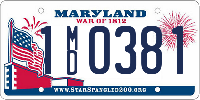 MD license plate 1MD0381