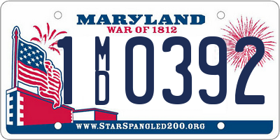 MD license plate 1MD0392