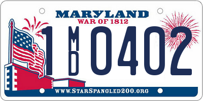 MD license plate 1MD0402