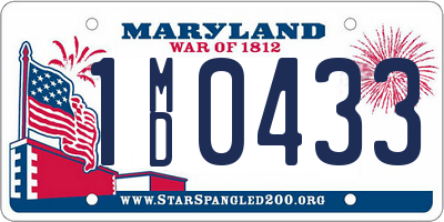 MD license plate 1MD0433