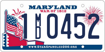 MD license plate 1MD0452