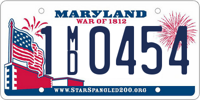 MD license plate 1MD0454