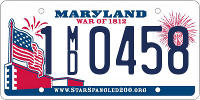 MD license plate 1MD0458