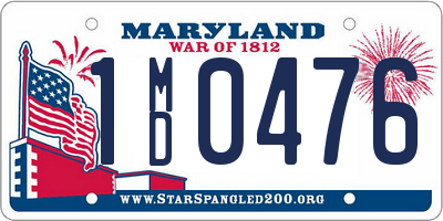 MD license plate 1MD0476