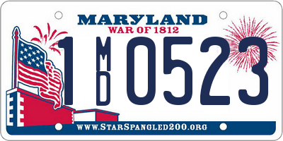 MD license plate 1MD0523