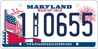 MD license plate 1MD0655