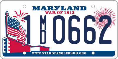 MD license plate 1MD0662