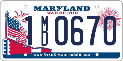 MD license plate 1MD0670