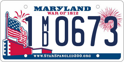 MD license plate 1MD0673