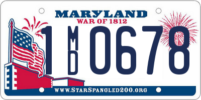 MD license plate 1MD0678