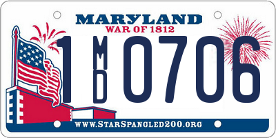 MD license plate 1MD0706