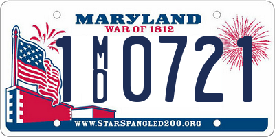 MD license plate 1MD0721