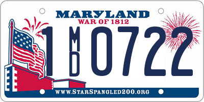 MD license plate 1MD0722