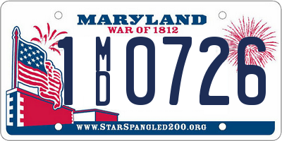 MD license plate 1MD0726