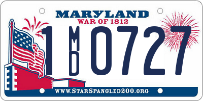 MD license plate 1MD0727