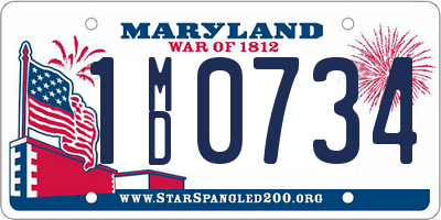 MD license plate 1MD0734