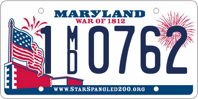 MD license plate 1MD0762