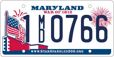 MD license plate 1MD0766