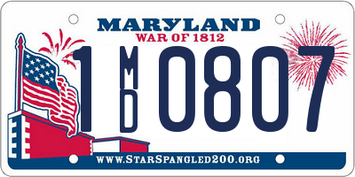 MD license plate 1MD0807