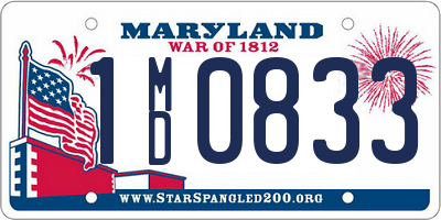 MD license plate 1MD0833