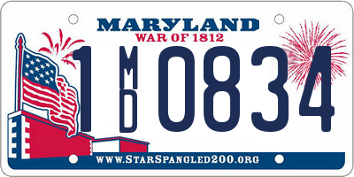 MD license plate 1MD0834