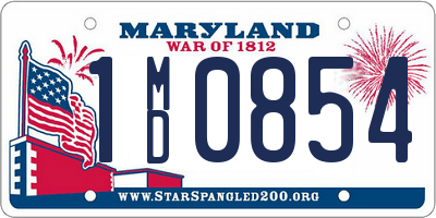 MD license plate 1MD0854