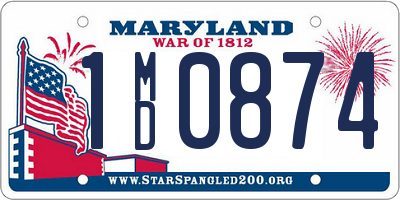 MD license plate 1MD0874