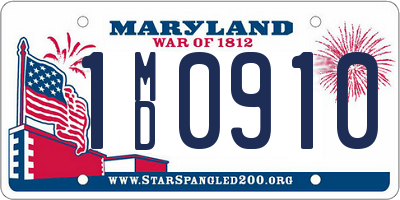 MD license plate 1MD0910