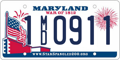 MD license plate 1MD0911