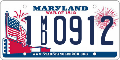 MD license plate 1MD0912