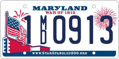 MD license plate 1MD0913