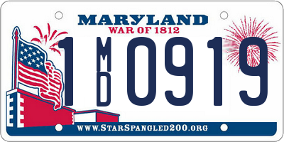 MD license plate 1MD0919