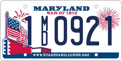 MD license plate 1MD0921