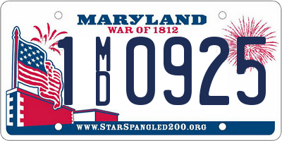 MD license plate 1MD0925