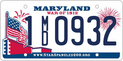 MD license plate 1MD0932