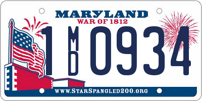 MD license plate 1MD0934