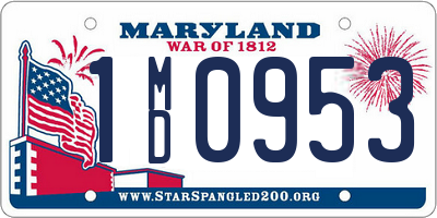 MD license plate 1MD0953