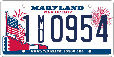 MD license plate 1MD0954