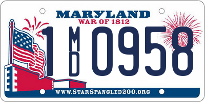 MD license plate 1MD0958