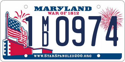 MD license plate 1MD0974