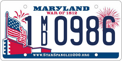 MD license plate 1MD0986