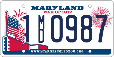 MD license plate 1MD0987