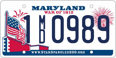 MD license plate 1MD0989