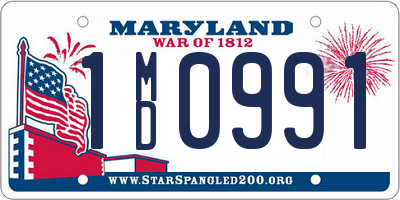 MD license plate 1MD0991