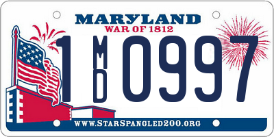 MD license plate 1MD0997