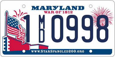 MD license plate 1MD0998