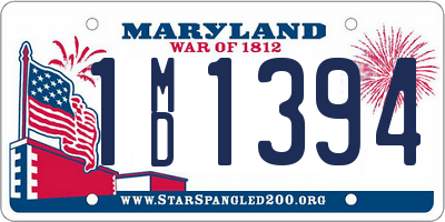 MD license plate 1MD1394